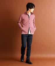 MKCAP61100 MK MICHEL KLEIN HOMME(MKミッシェルクランオム) 『快適/フィット感』スノーフェイスジャガードスタンドカーディガン パープル