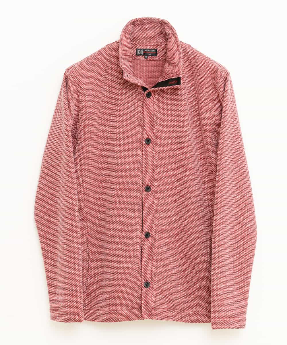 MKCAP61100 MK MICHEL KLEIN HOMME(MKミッシェルクランオム) 『快適/フィット感』スノーフェイスジャガードスタンドカーディガン パープル