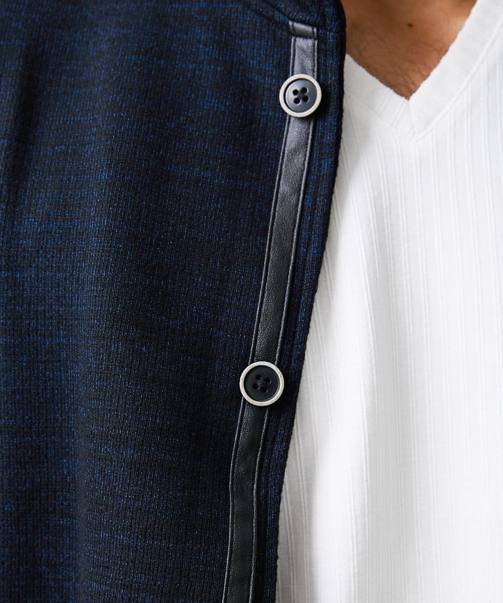 MKCAV50130 MK MICHEL KLEIN HOMME(MKミッシェルクランオム) スタンドカーディガン / リバーフェイス ネイビー(57)