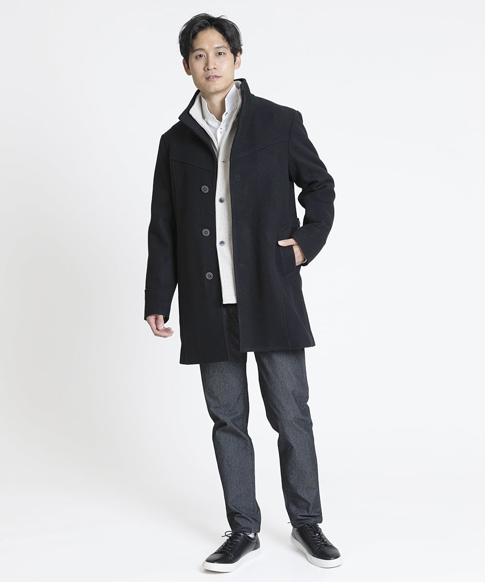 MKCAV65130 MK MICHEL KLEIN HOMME(MKミッシェルクランオム) スタンドカーディガン / ウオームメランジ アイボリー(80)