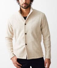 MKCAV65130 MK MICHEL KLEIN HOMME(MKミッシェルクランオム) スタンドカーディガン / ウオームメランジ アイボリー(80)