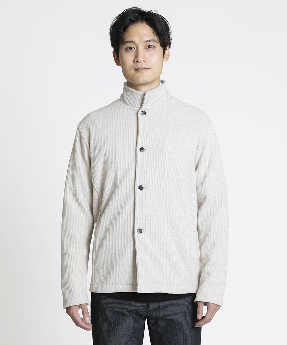 MKCAV65130 MK MICHEL KLEIN HOMME(MKミッシェルクランオム) スタンドカーディガン / ウオームメランジ アイボリー(80)