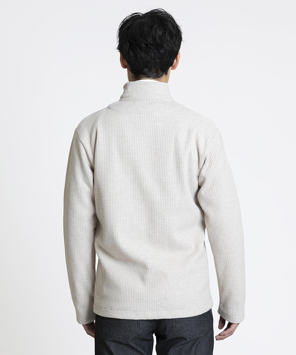 MKCAV65130 MK MICHEL KLEIN HOMME(MKミッシェルクランオム) スタンドカーディガン / ウオームメランジ アイボリー(80)