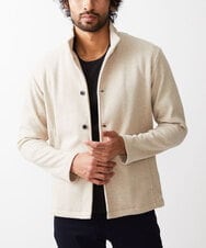 MKCAV65130 MK MICHEL KLEIN HOMME(MKミッシェルクランオム) スタンドカーディガン / ウオームメランジ アイボリー(80)