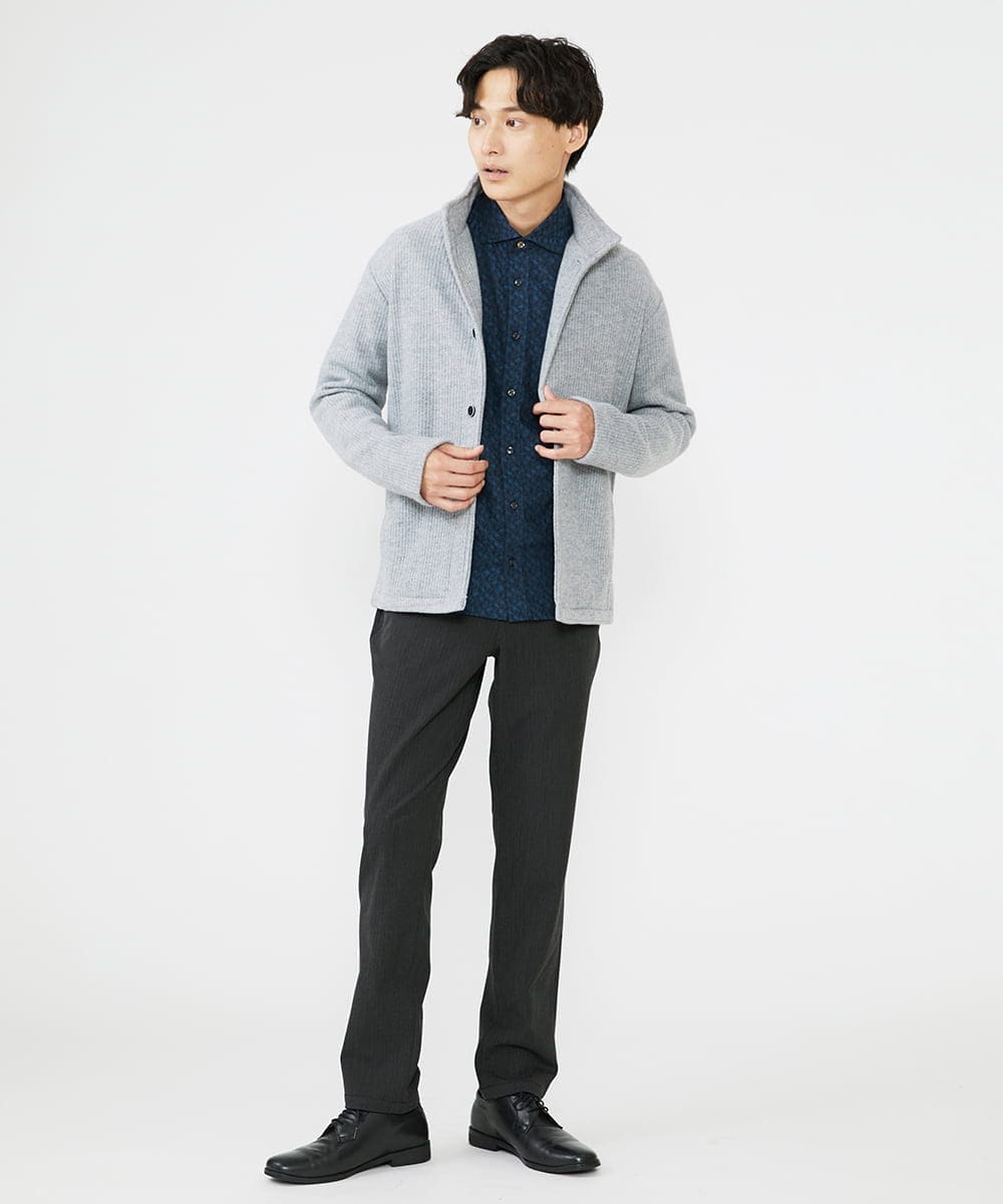 MKCAV65130 MK MICHEL KLEIN HOMME(MKミッシェルクランオム) スタンドカーディガン / ウオームメランジ グレー(92)