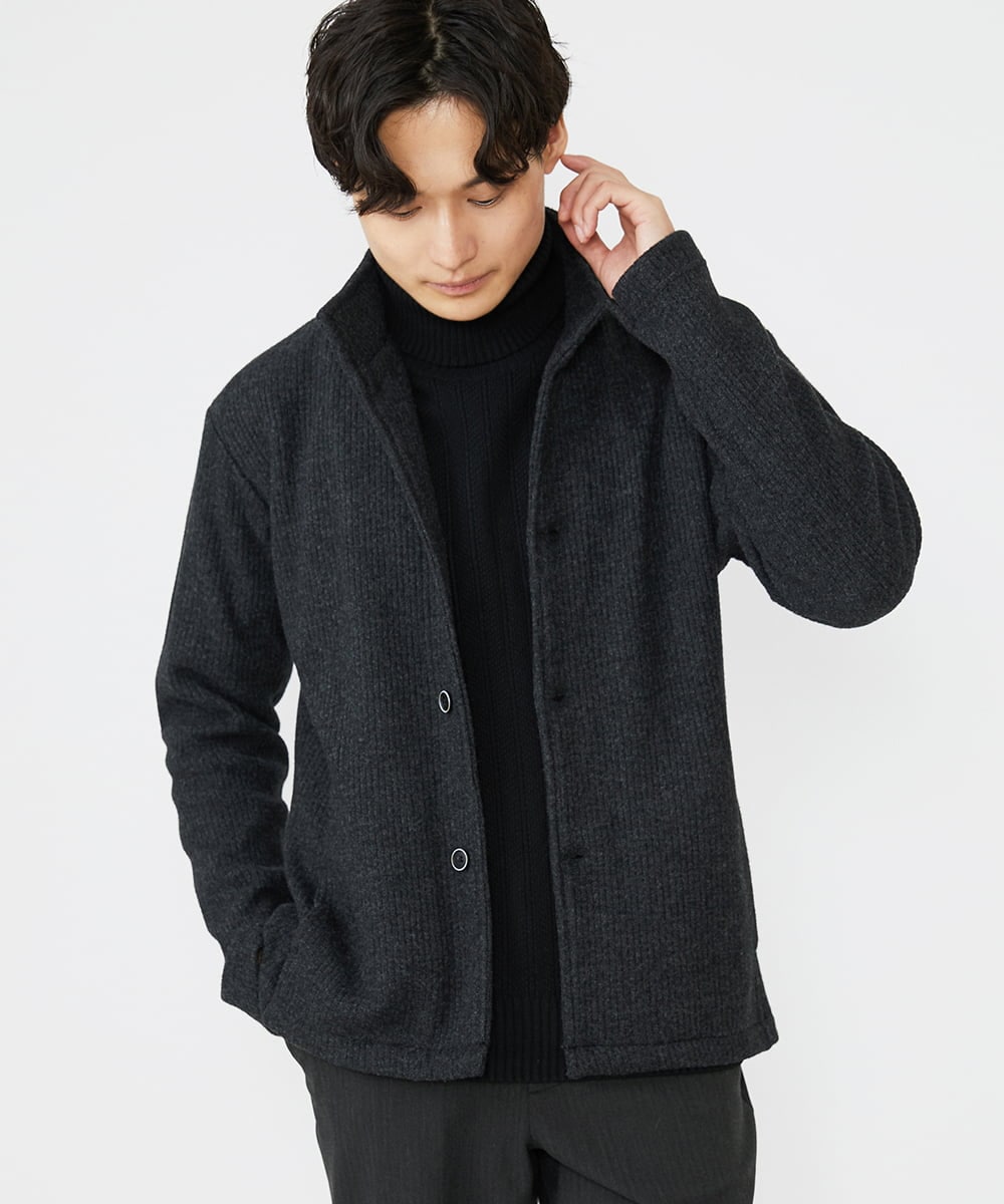 MKCAV65130 MK MICHEL KLEIN HOMME(MKミッシェルクランオム) スタンドカーディガン / ウオームメランジ ダークグレー(93)
