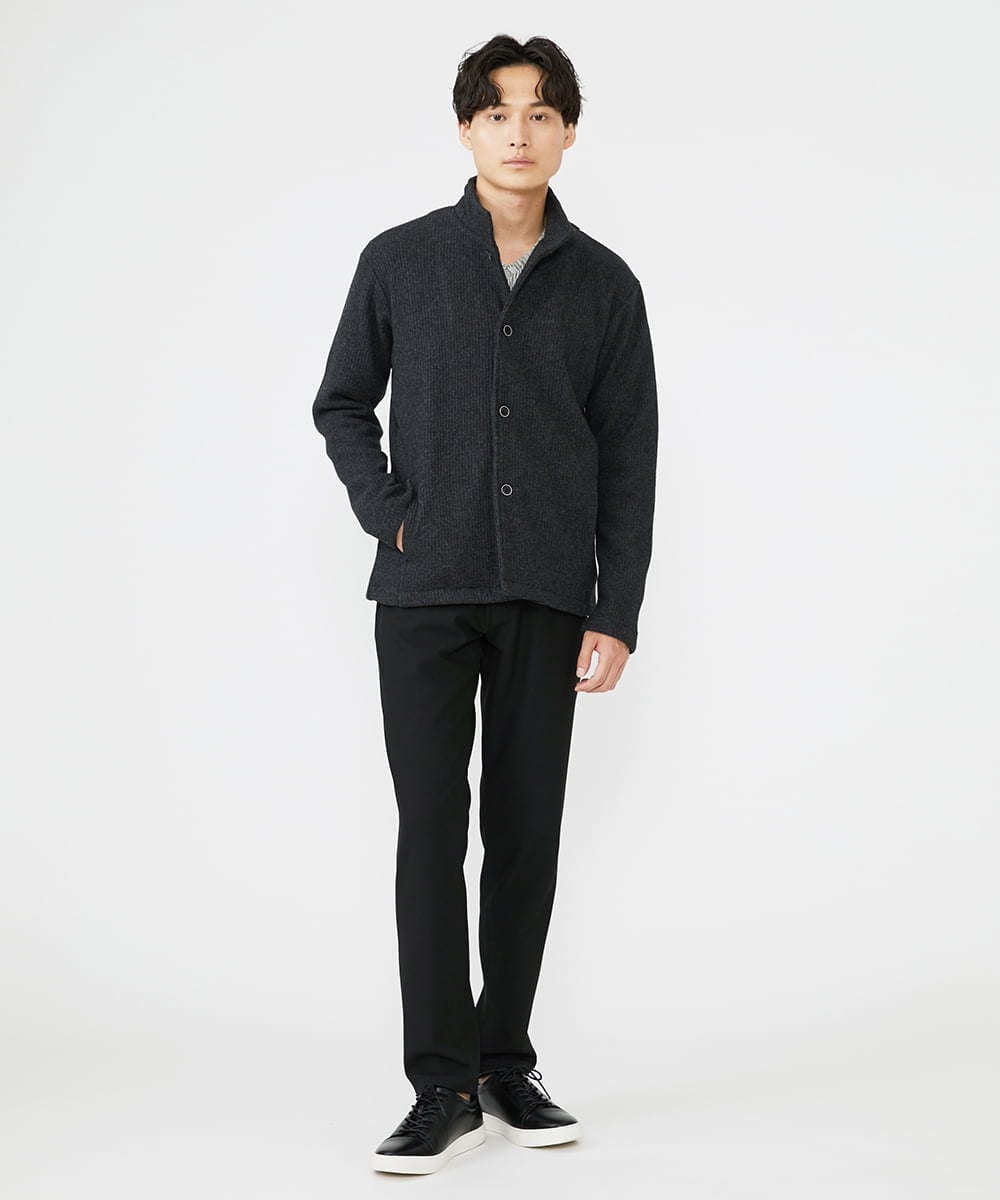 MKCAV65130 MK MICHEL KLEIN HOMME(MKミッシェルクランオム) スタンドカーディガン / ウオームメランジ ダークグレー(93)