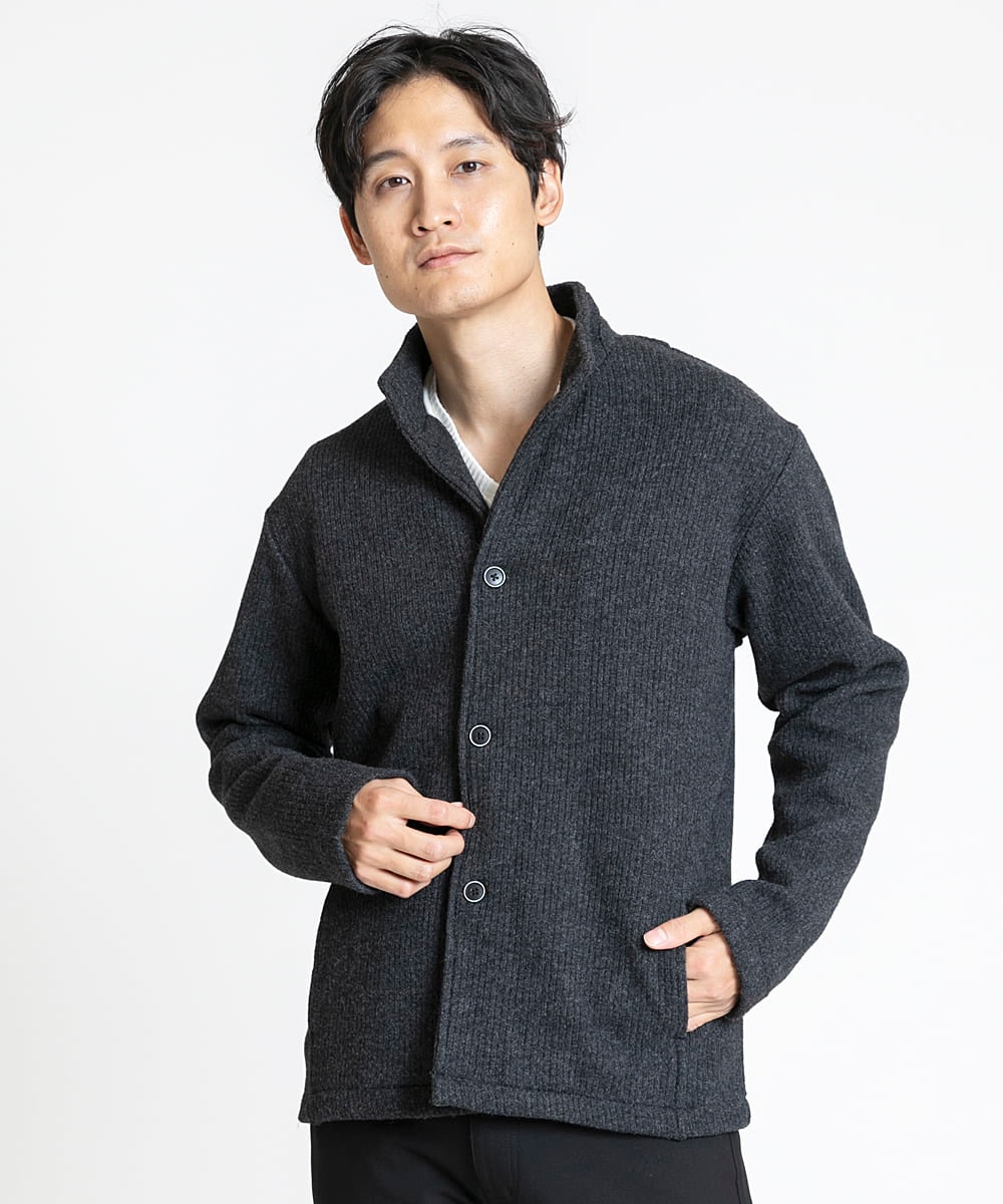 MKCAV65130 MK MICHEL KLEIN HOMME(MKミッシェルクランオム) スタンドカーディガン / ウオームメランジ ダークグレー(93)