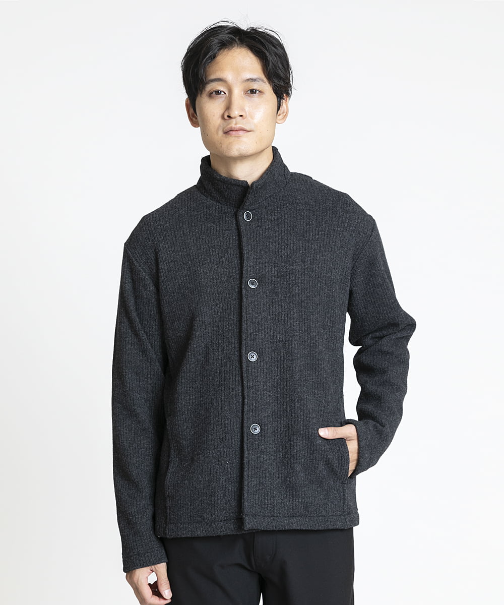 MKCAV65130 MK MICHEL KLEIN HOMME(MKミッシェルクランオム) スタンドカーディガン / ウオームメランジ ダークグレー(93)
