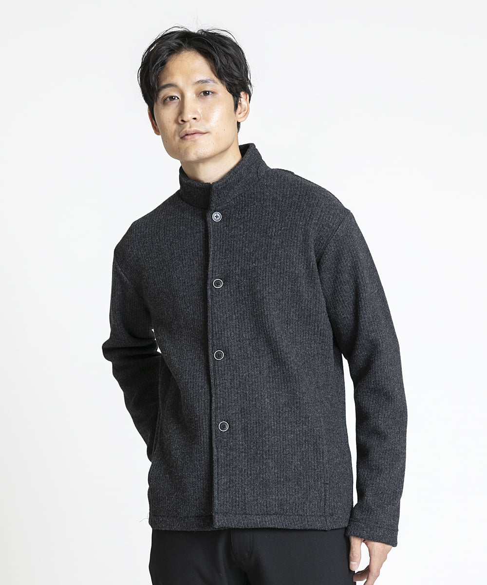 MKCAV65130 MK MICHEL KLEIN HOMME(MKミッシェルクランオム) スタンドカーディガン / ウオームメランジ ダークグレー(93)