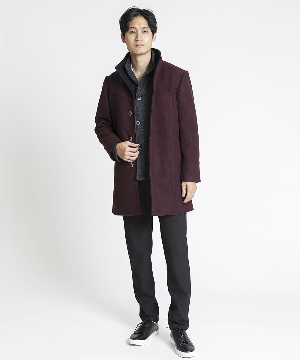 MKCAV65130 MK MICHEL KLEIN HOMME(MKミッシェルクランオム) スタンドカーディガン / ウオームメランジ ダークグレー(93)