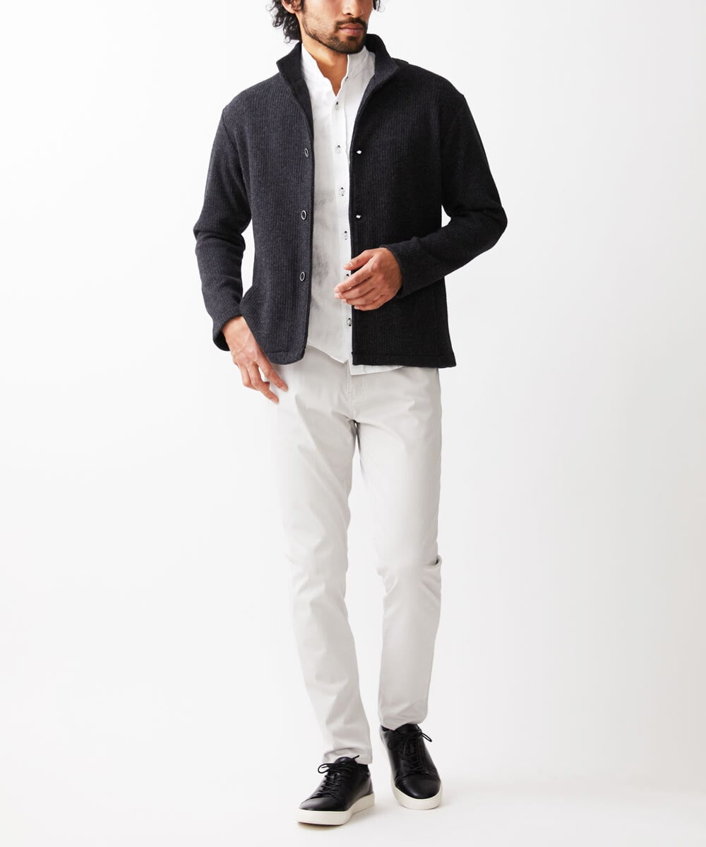 MKCAV65130 MK MICHEL KLEIN HOMME(MKミッシェルクランオム) スタンドカーディガン / ウオームメランジ ダークグレー(93)