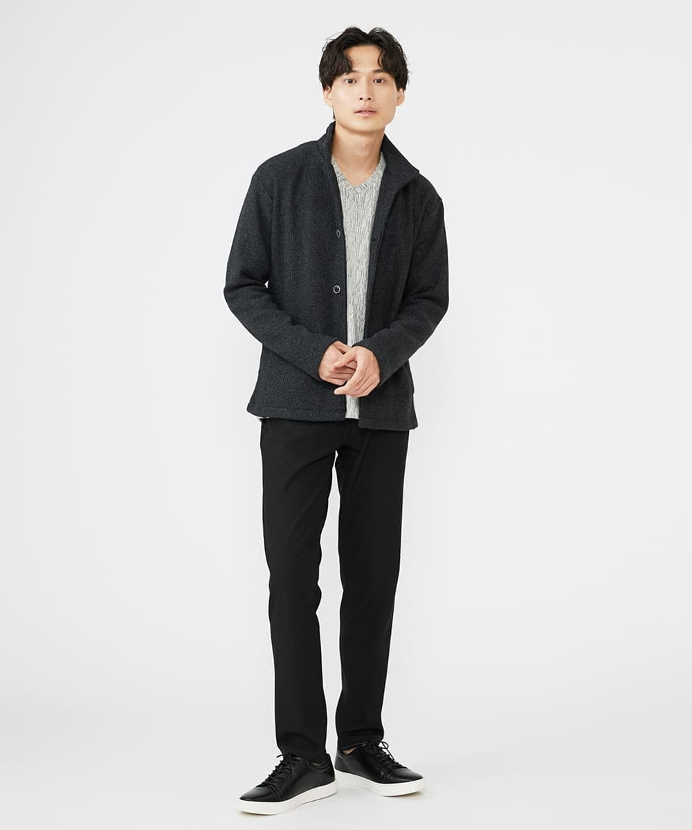 MKCAV65130 MK MICHEL KLEIN HOMME(MKミッシェルクランオム) スタンドカーディガン / ウオームメランジ ダークグレー(93)