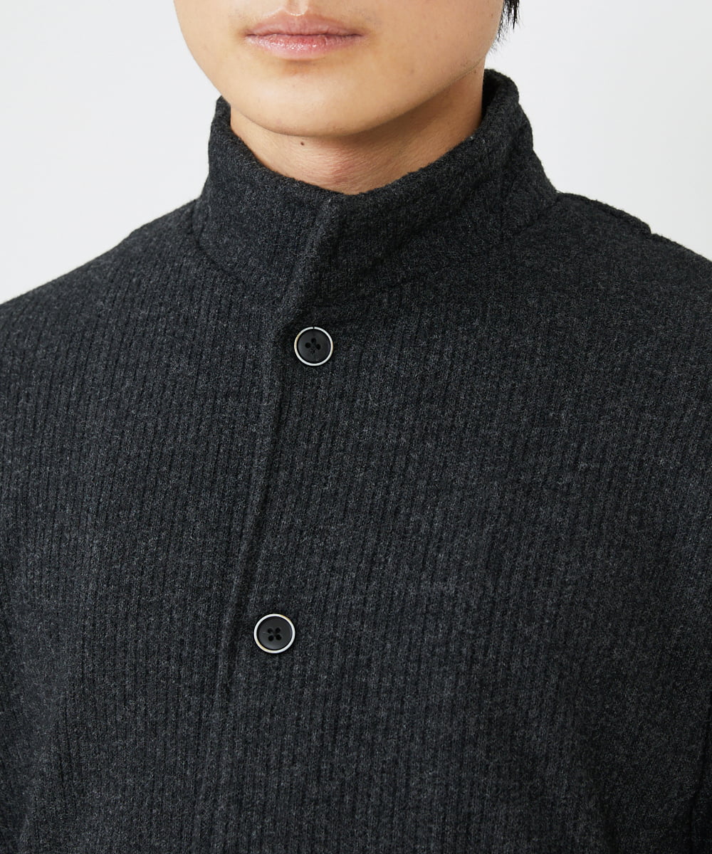 MKCAV65130 MK MICHEL KLEIN HOMME(MKミッシェルクランオム) スタンドカーディガン / ウオームメランジ ダークグレー(93)