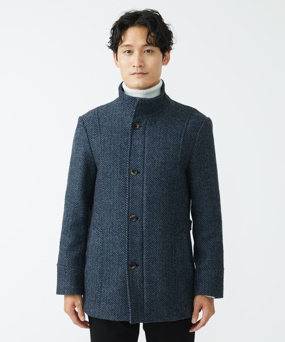 MKCAV70363 MK MICHEL KLEIN HOMME(MKミッシェルクランオム) 尾州ツイード / ミドルコート ネイビー(58)