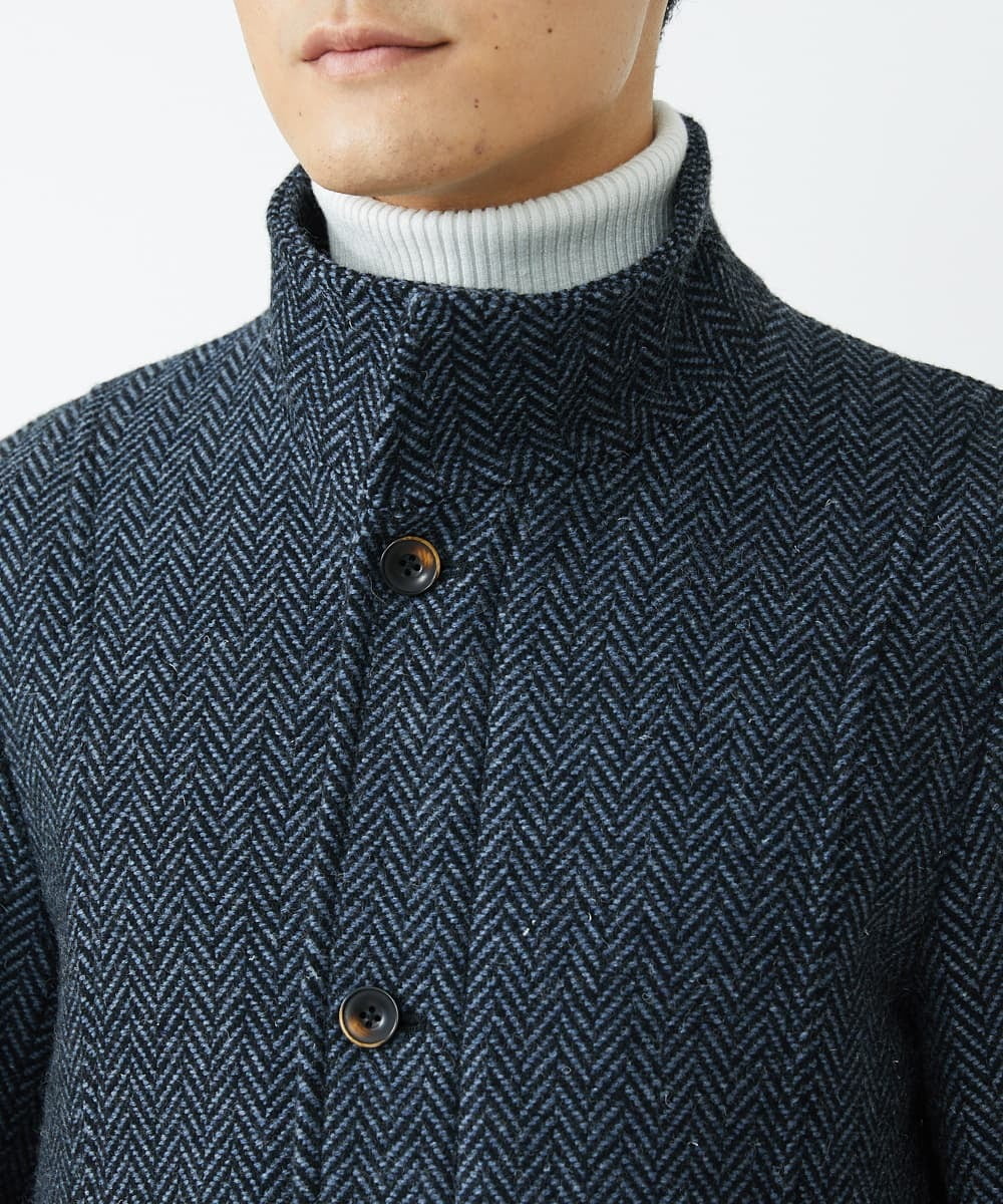 MKCAV70363 MK MICHEL KLEIN HOMME(MKミッシェルクランオム) 尾州ツイード / ミドルコート ネイビー(58)