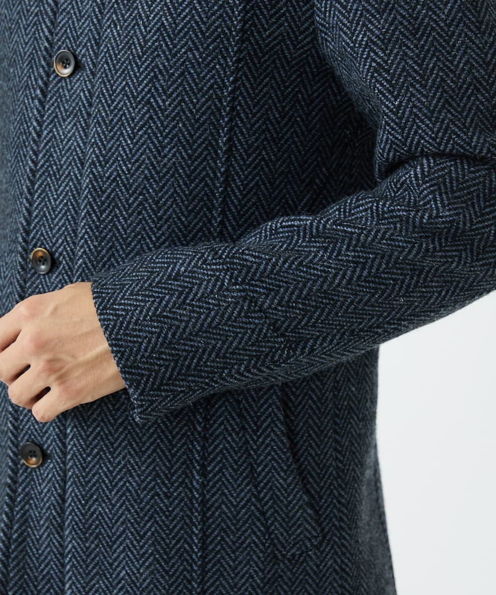 MKCAV70363 MK MICHEL KLEIN HOMME(MKミッシェルクランオム) 尾州ツイード / ミドルコート ネイビー(58)