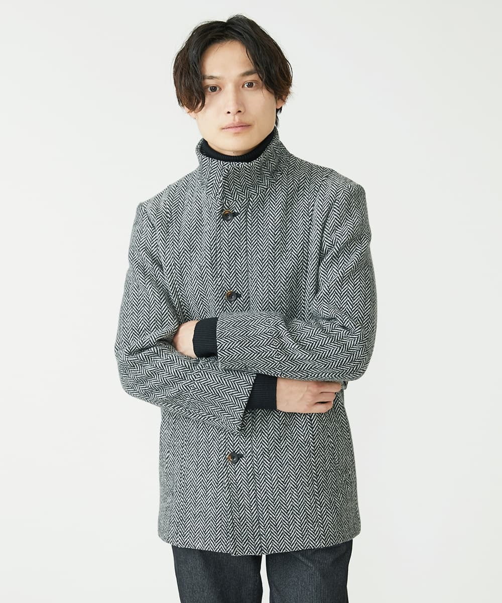 MKCAV70363 MK MICHEL KLEIN HOMME(MKミッシェルクランオム) 尾州ツイード / ミドルコート グレー(92)