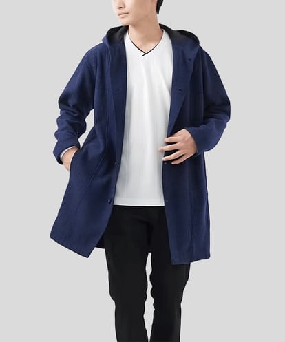 MKCCC32150 MK MICHEL KLEIN HOMME 【残りわずか！/在庫限り/男女兼用】フードコーディガン / ブラッシュドメルトンジャージ