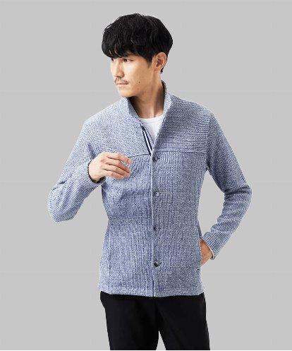 MKCDC24135 MK MICHEL KLEIN HOMME 【イージーケア】ラッセルスタンドカーディガン