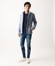 MKCDC24135 MK MICHEL KLEIN HOMME(MKミッシェルクランオム) 【イージーケア】ラッセルスタンドカーディガン ブルー