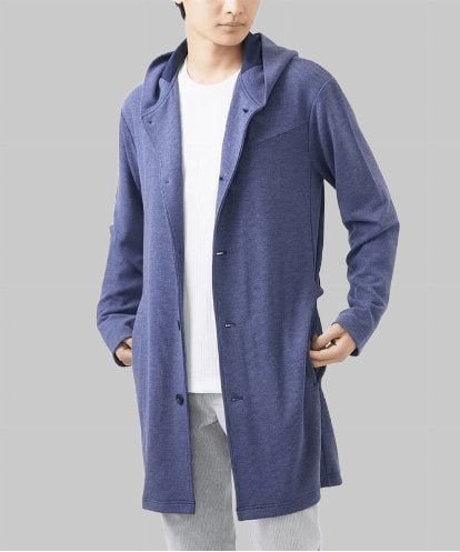 MKCDC25130 MK MICHEL KLEIN HOMME 【残りわずか/在庫限り/洗濯機で洗える/男女兼用】フードカーディガン/2トーンシングルストライプ