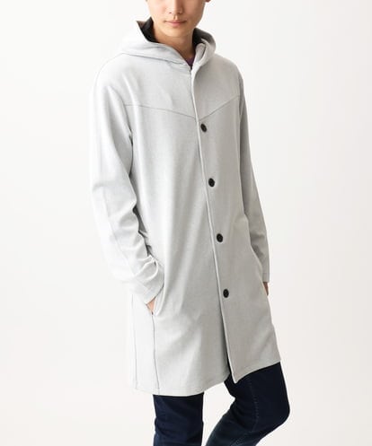 MK MICHEL KLEIN HOMME(MK ミッシェルクランオム) 【ユニセックスで着られる】フードカーディガン/2トーンシングルストライプ ライトグレー/灰 46