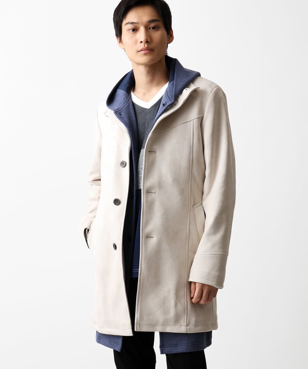 MKCDC25130 MK MICHEL KLEIN HOMME(MKミッシェルクランオム) 【ユニセックスで着られる】フードカーディガン/2トーンシングルストライプ ライトグレー