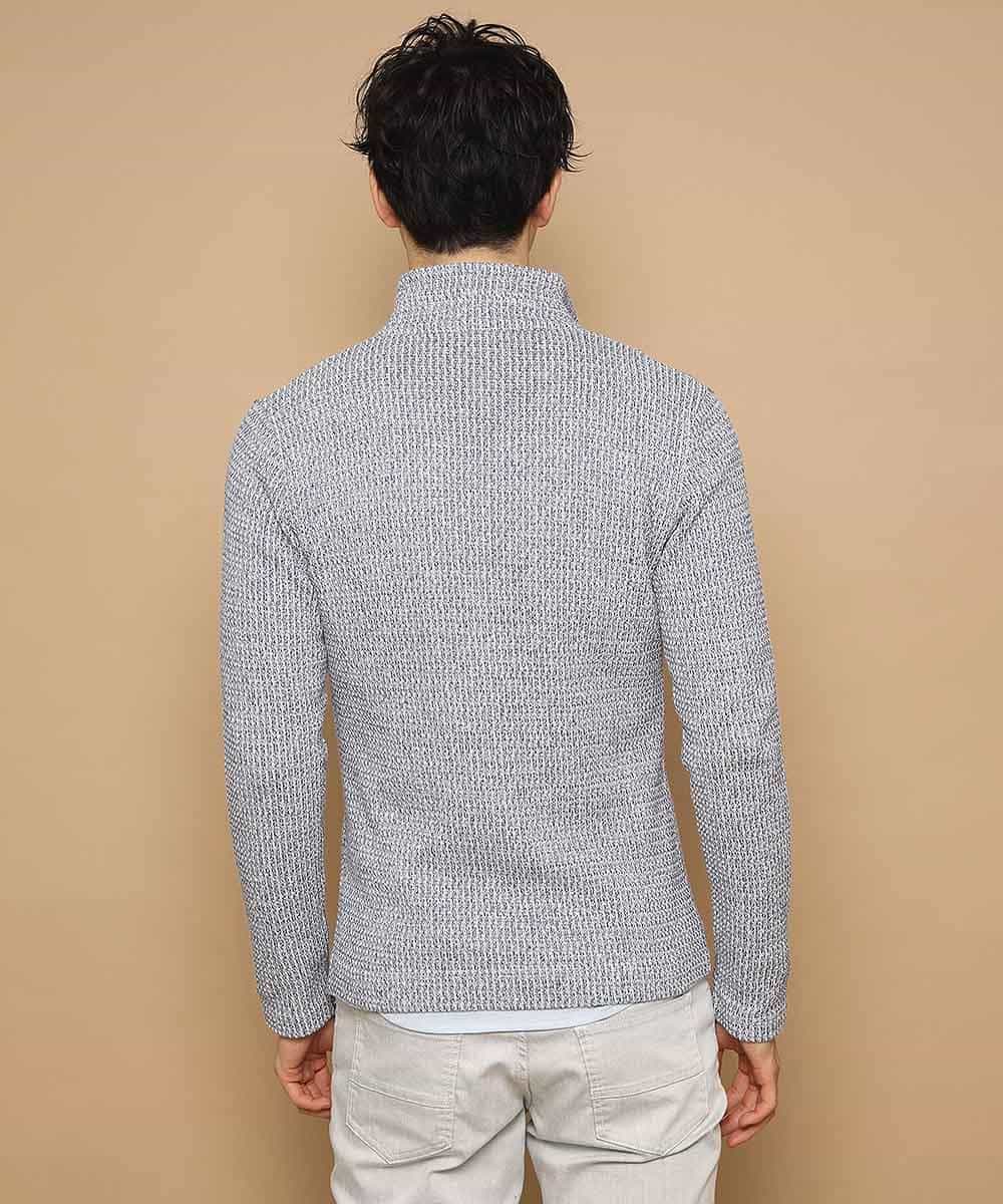 MKCDJ71120 MK MICHEL KLEIN HOMME(MKミッシェルクランオム) 春カーディガン／ラッセルメランジテレコ ライトブルー