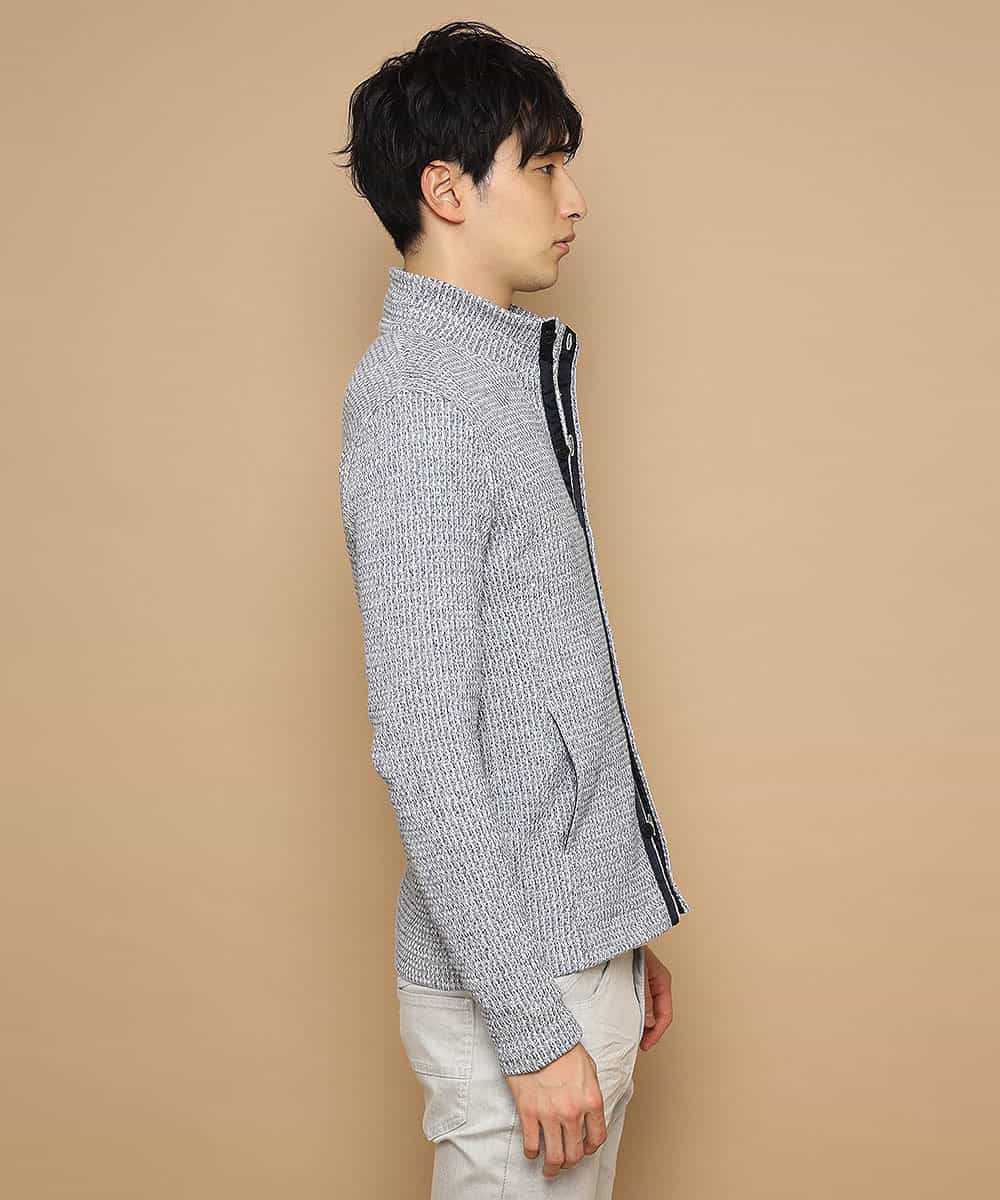MKCDJ71120 MK MICHEL KLEIN HOMME(MKミッシェルクランオム) 春カーディガン／ラッセルメランジテレコ ライトブルー