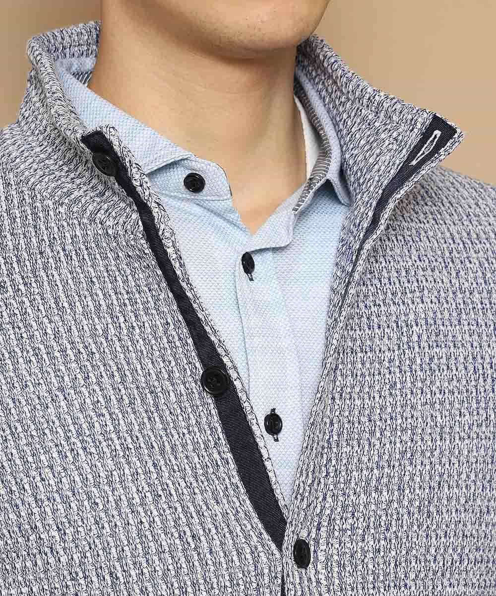MKCDJ71120 MK MICHEL KLEIN HOMME(MKミッシェルクランオム) 春カーディガン／ラッセルメランジテレコ ライトブルー