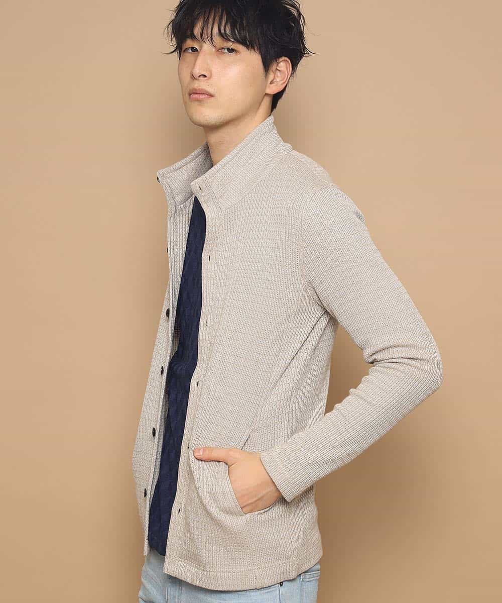 MKCDJ71120 MK MICHEL KLEIN HOMME(MKミッシェルクランオム) 春カーディガン／ラッセルメランジテレコ アイボリー