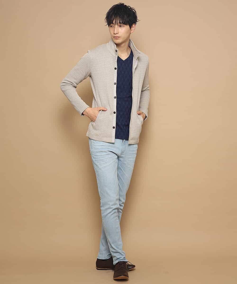 MKCDJ71120 MK MICHEL KLEIN HOMME(MKミッシェルクランオム) 春カーディガン／ラッセルメランジテレコ アイボリー