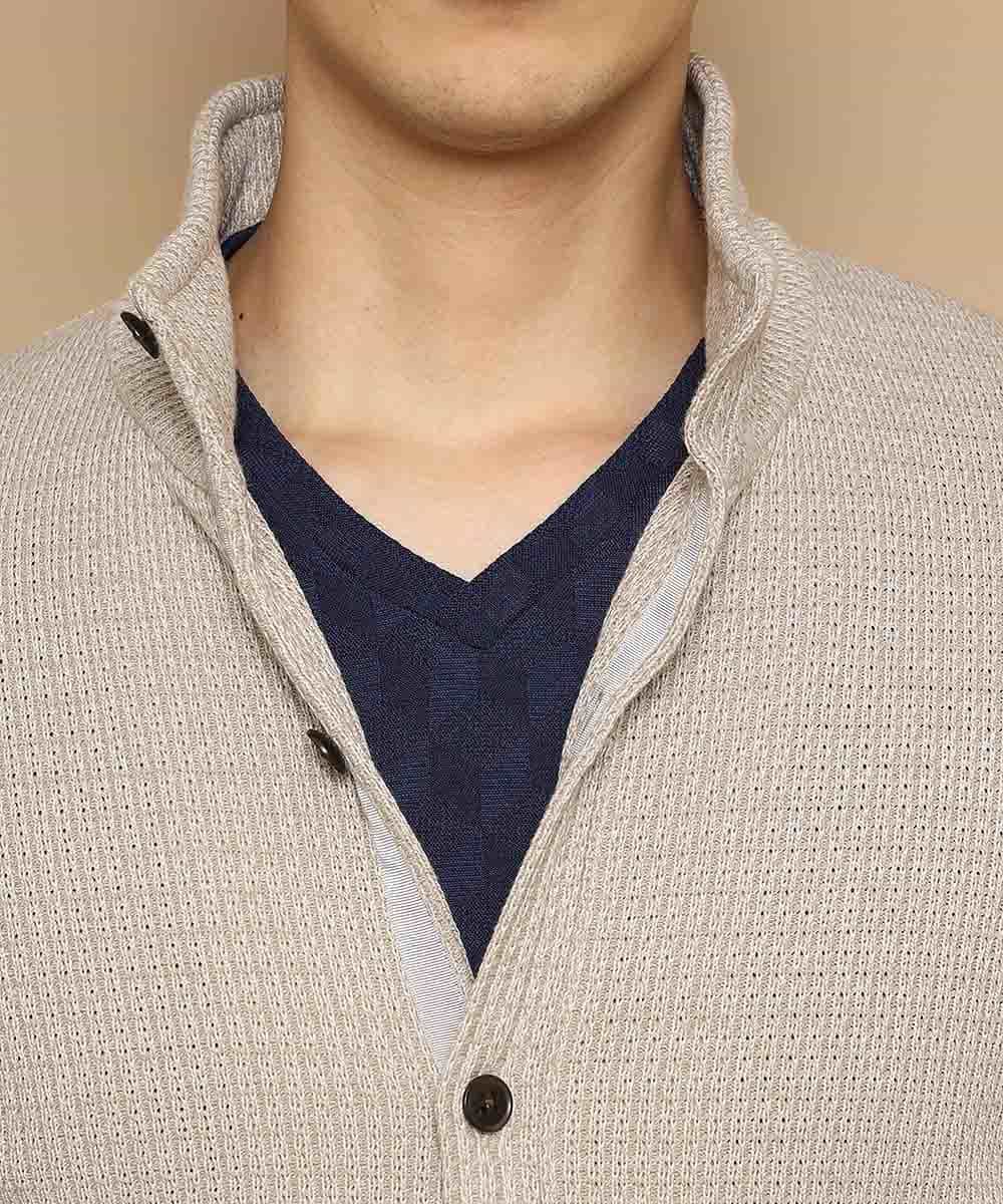 MKCDJ71120 MK MICHEL KLEIN HOMME(MKミッシェルクランオム) 春カーディガン／ラッセルメランジテレコ アイボリー