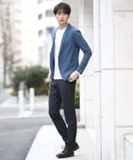 MKCDJ77120 MK MICHEL KLEIN HOMME(MKミッシェルクランオム) カットジャケット／シルへリンボンリンクス ライトブルー
