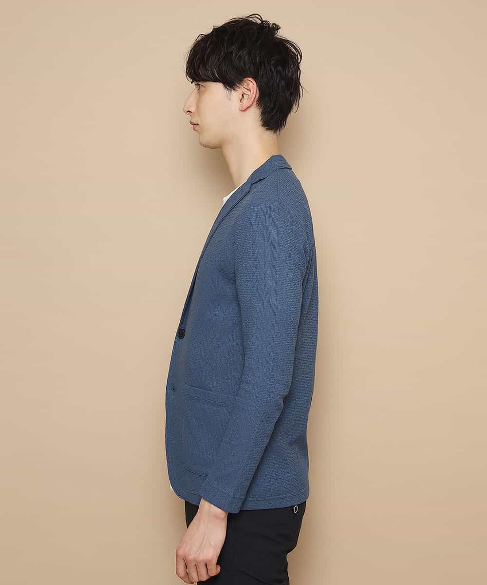 MKCDJ77120 MK MICHEL KLEIN HOMME(MKミッシェルクランオム) カットジャケット／シルへリンボンリンクス ライトブルー