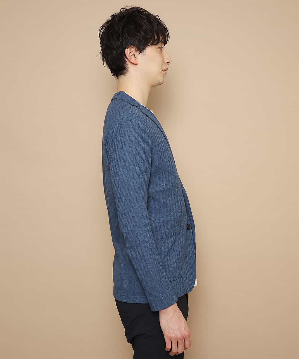 MKCDJ77120 MK MICHEL KLEIN HOMME(MKミッシェルクランオム) カットジャケット／シルへリンボンリンクス ライトブルー