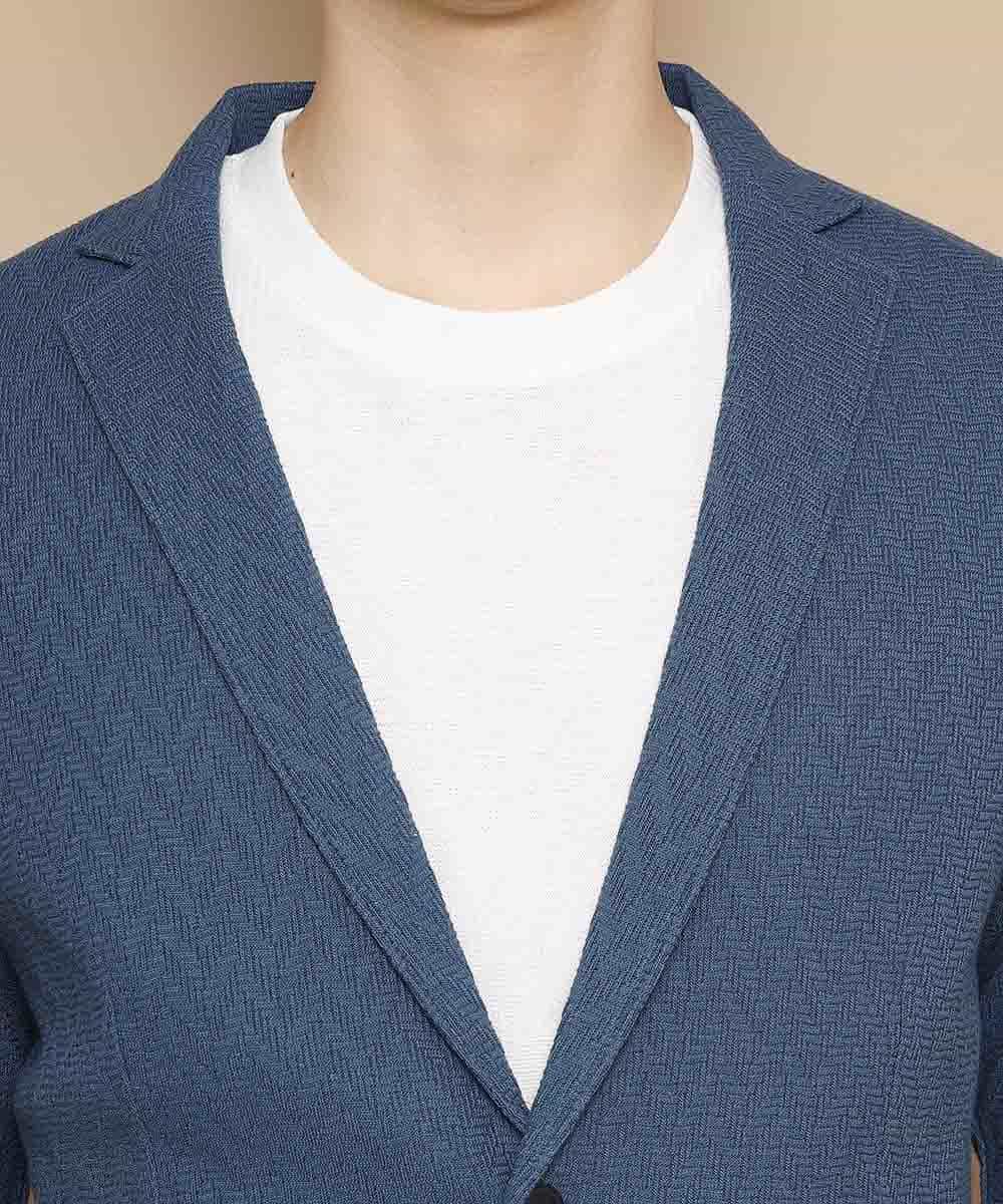 MKCDJ77120 MK MICHEL KLEIN HOMME(MKミッシェルクランオム) カットジャケット／シルへリンボンリンクス ライトブルー