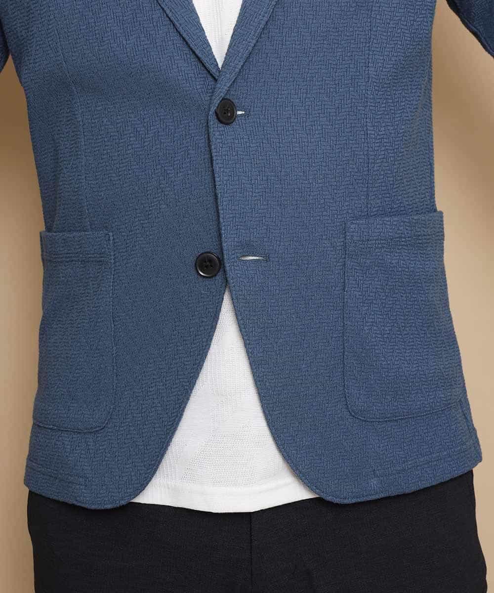 MKCDJ77120 MK MICHEL KLEIN HOMME(MKミッシェルクランオム) カットジャケット／シルへリンボンリンクス ライトブルー