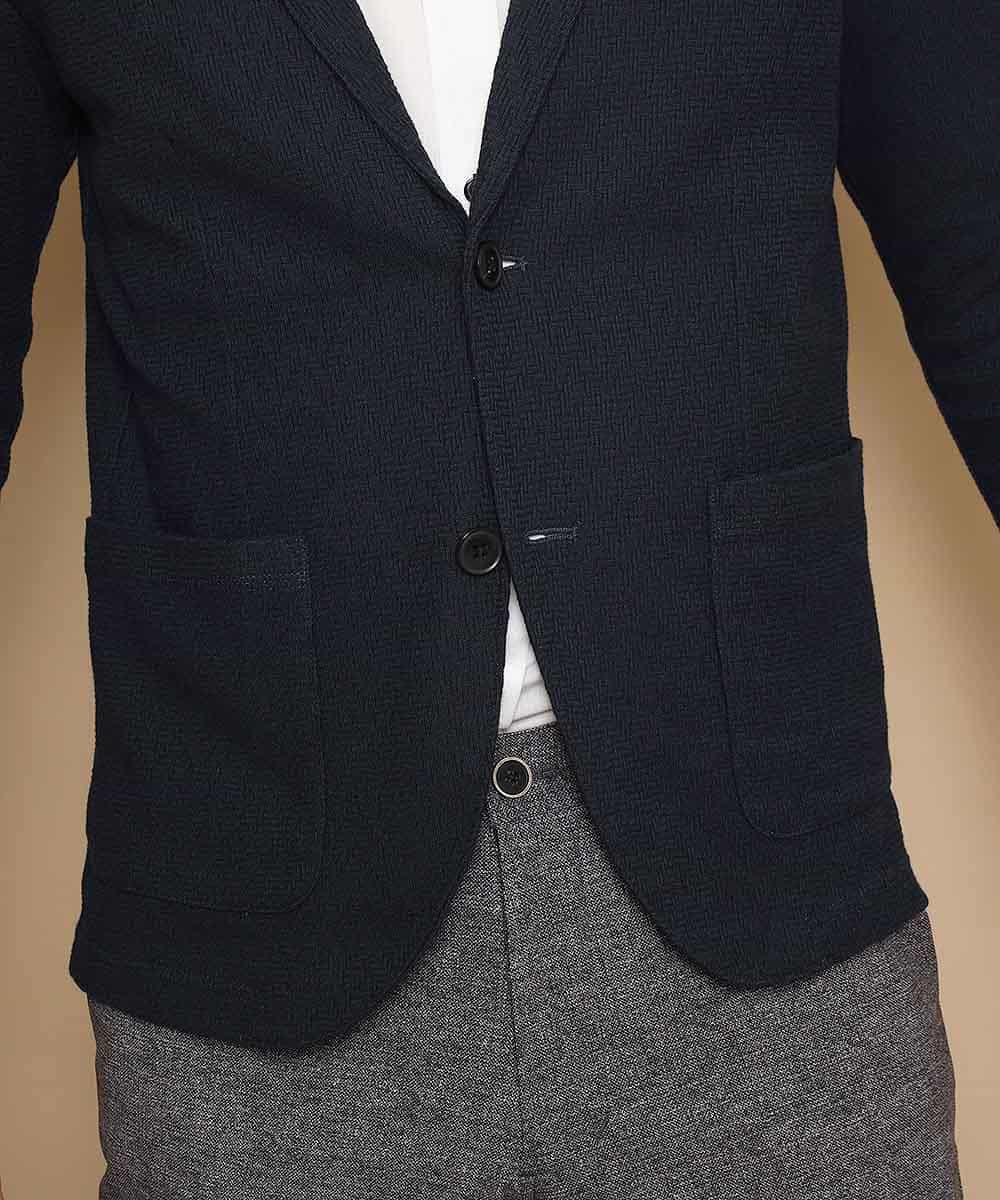 MKCDJ77120 MK MICHEL KLEIN HOMME(MKミッシェルクランオム) カットジャケット／シルへリンボンリンクス ネイビー