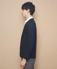MKCDJ77120 MK MICHEL KLEIN HOMME(MKミッシェルクランオム) カットジャケット／シルへリンボンリンクス ネイビー