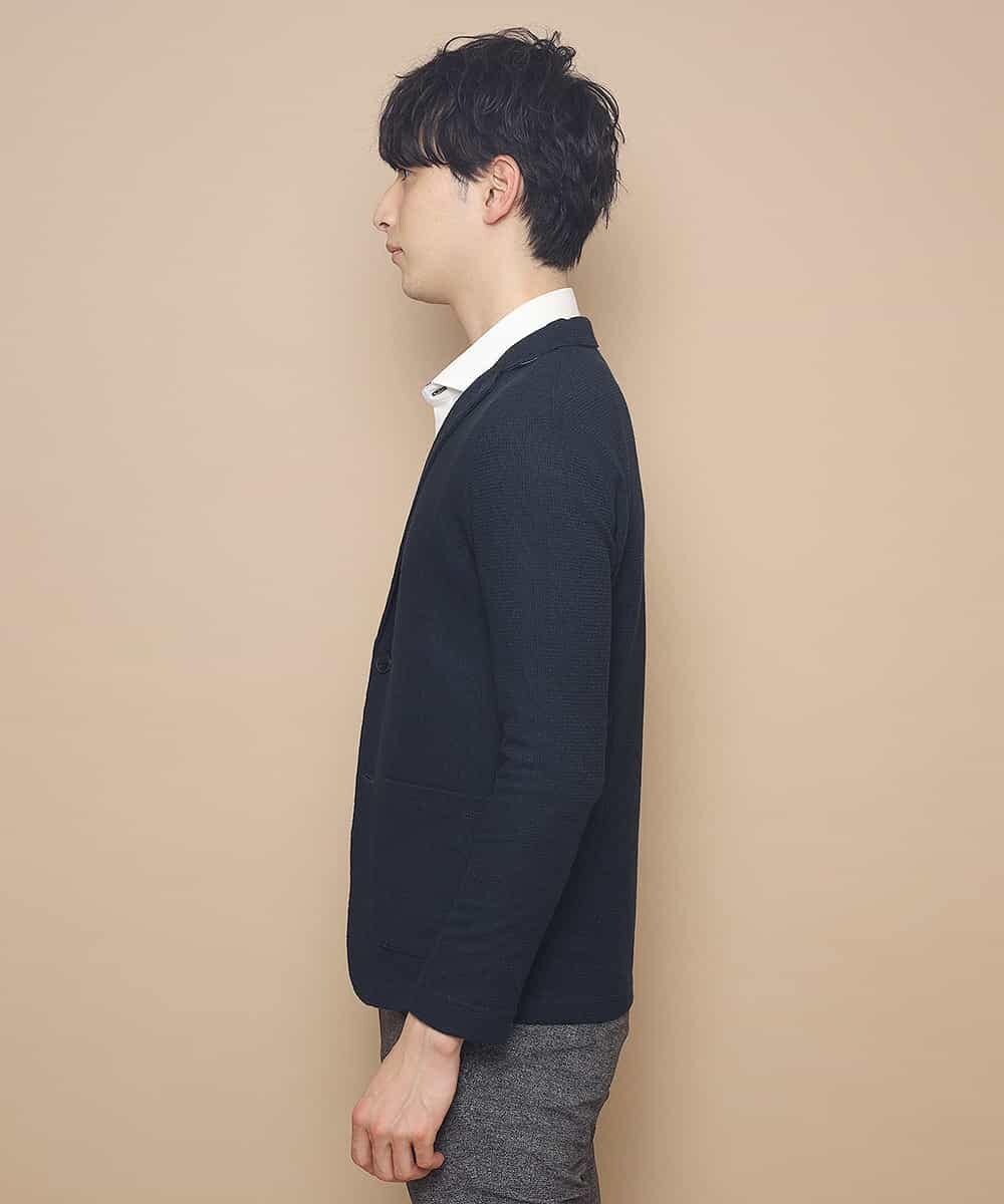 MKCDJ77120 MK MICHEL KLEIN HOMME(MKミッシェルクランオム) カットジャケット／シルへリンボンリンクス ネイビー