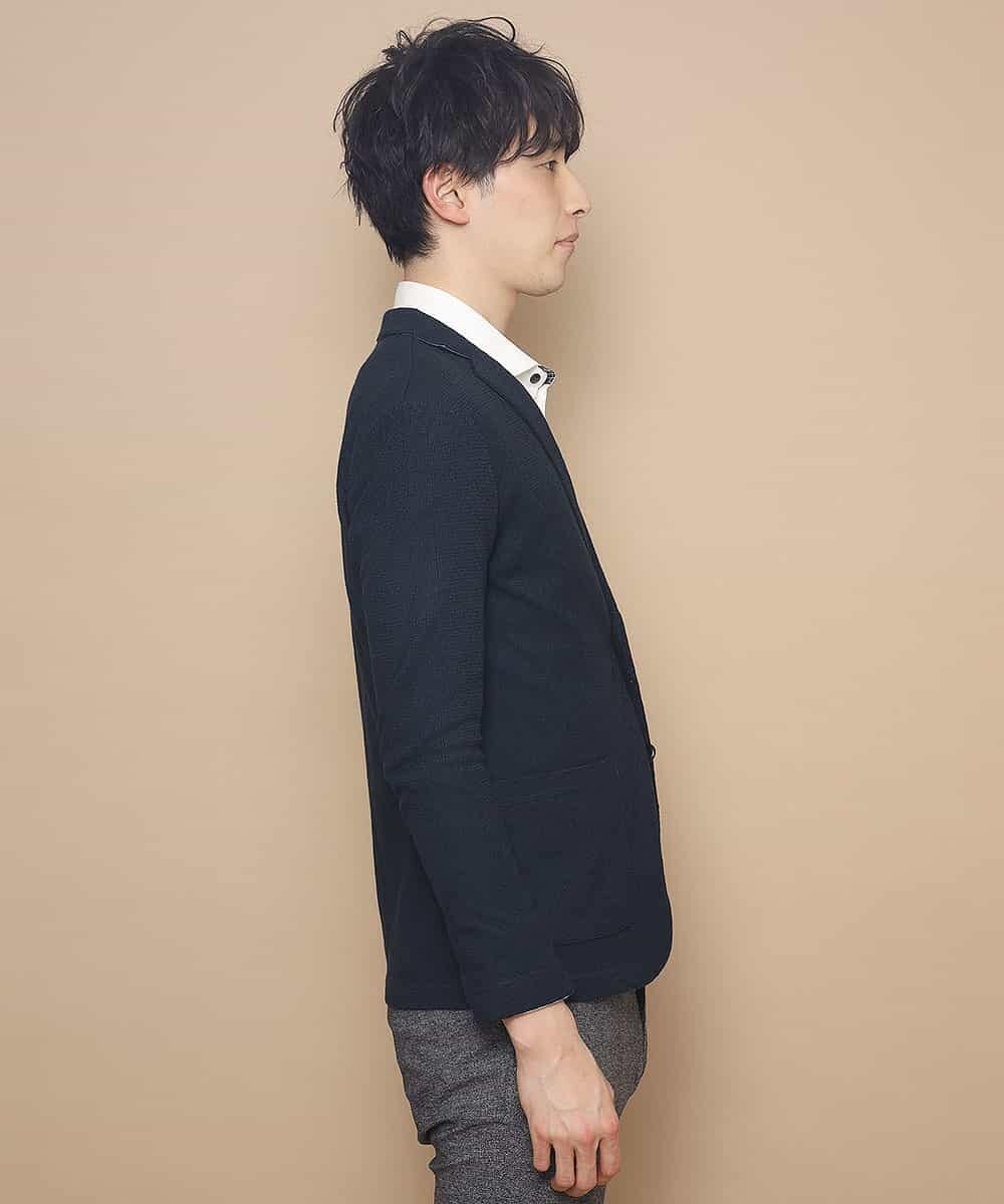 MKCDJ77120 MK MICHEL KLEIN HOMME(MKミッシェルクランオム) カットジャケット／シルへリンボンリンクス ネイビー