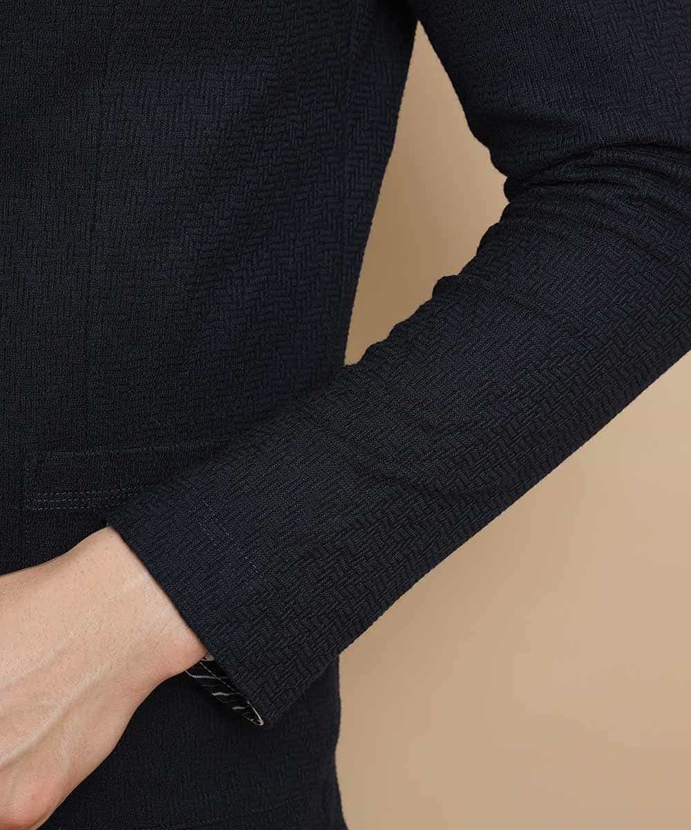 MKCDJ77120 MK MICHEL KLEIN HOMME(MKミッシェルクランオム) カットジャケット／シルへリンボンリンクス ネイビー