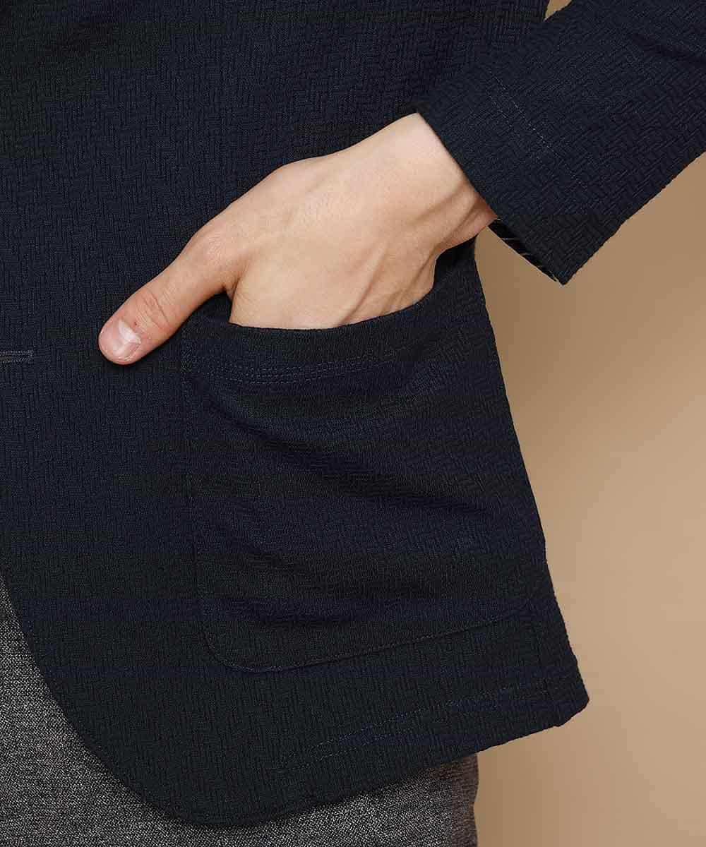 MKCDJ77120 MK MICHEL KLEIN HOMME(MKミッシェルクランオム) カットジャケット／シルへリンボンリンクス ネイビー