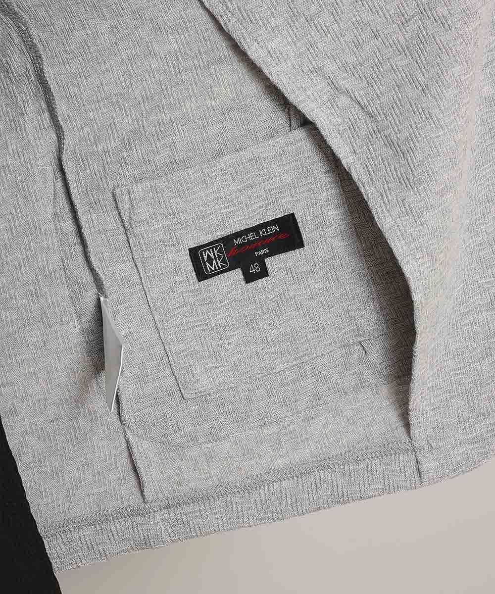 MKCDJ77120 MK MICHEL KLEIN HOMME(MKミッシェルクランオム) カットジャケット／シルへリンボンリンクス ライトグレー