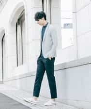 MKCDJ77120 MK MICHEL KLEIN HOMME(MKミッシェルクランオム) カットジャケット／シルへリンボンリンクス ライトグレー