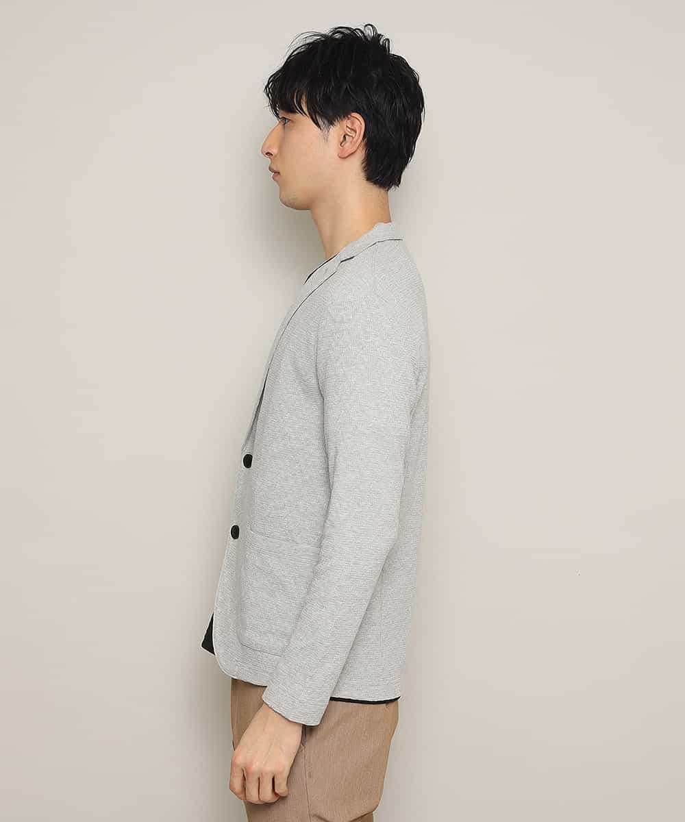MKCDJ77120 MK MICHEL KLEIN HOMME(MKミッシェルクランオム) カットジャケット／シルへリンボンリンクス ライトグレー
