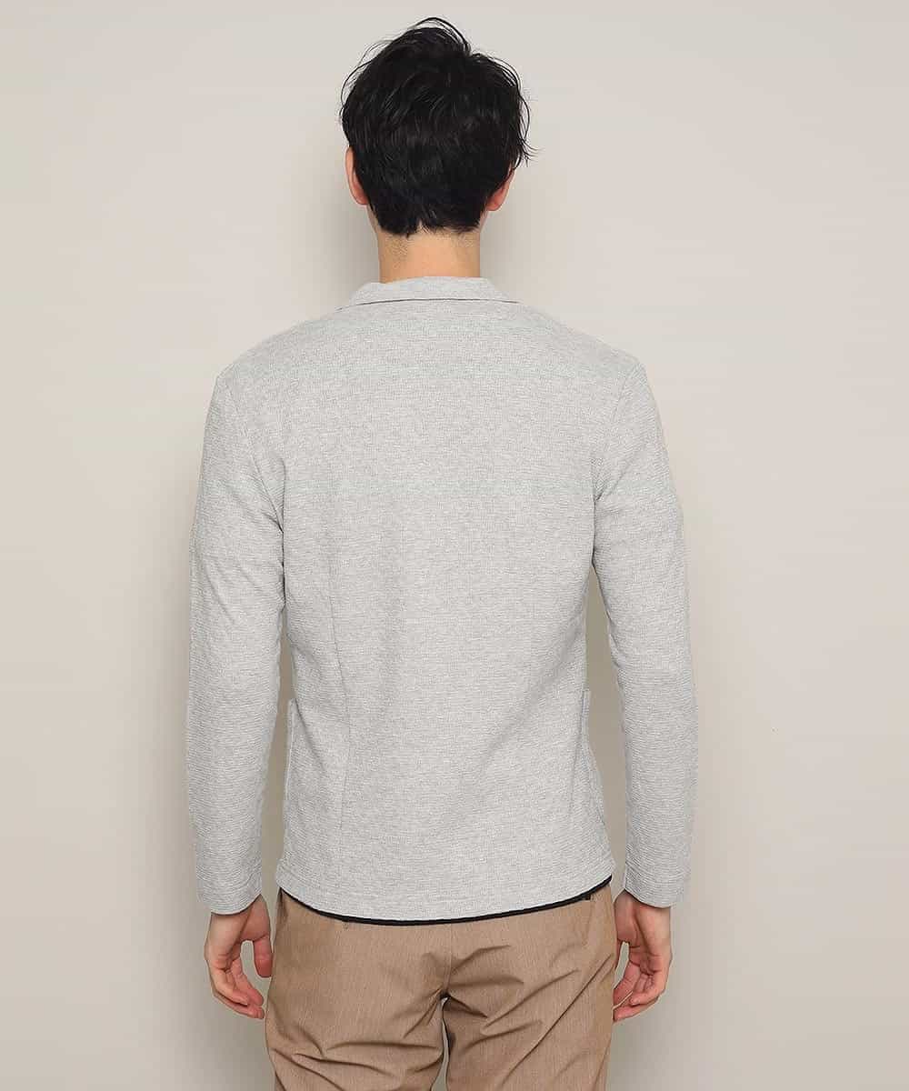 MKCDJ77120 MK MICHEL KLEIN HOMME(MKミッシェルクランオム) カットジャケット／シルへリンボンリンクス ライトグレー