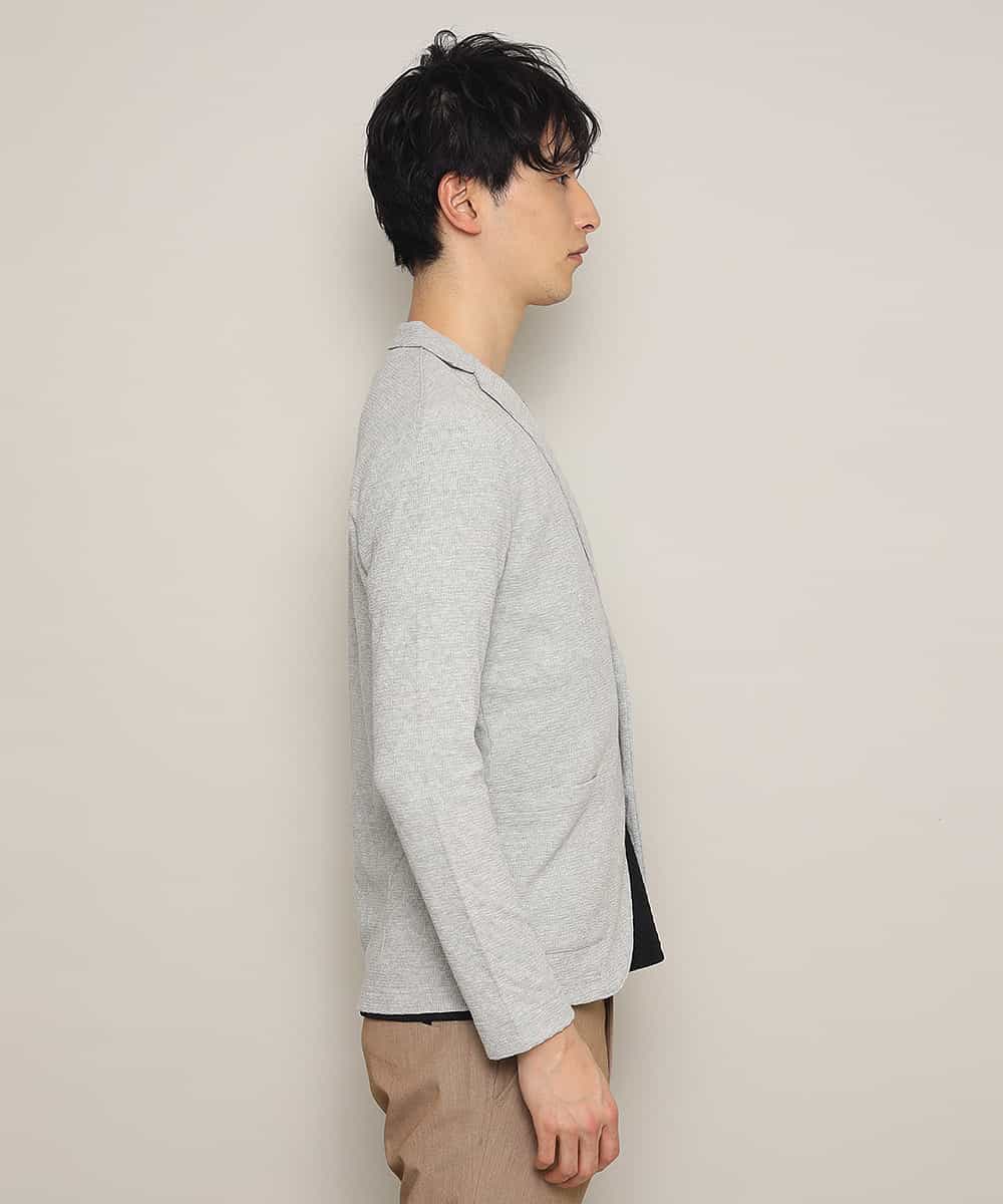 MKCDJ77120 MK MICHEL KLEIN HOMME(MKミッシェルクランオム) カットジャケット／シルへリンボンリンクス ライトグレー